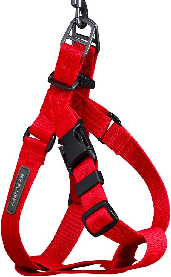 Fear-Free Adjustable Dog Harness No Pull, No Choke, Easy to Wear, Soft Touch Webbing for Small Dogs Color Red XLarge
