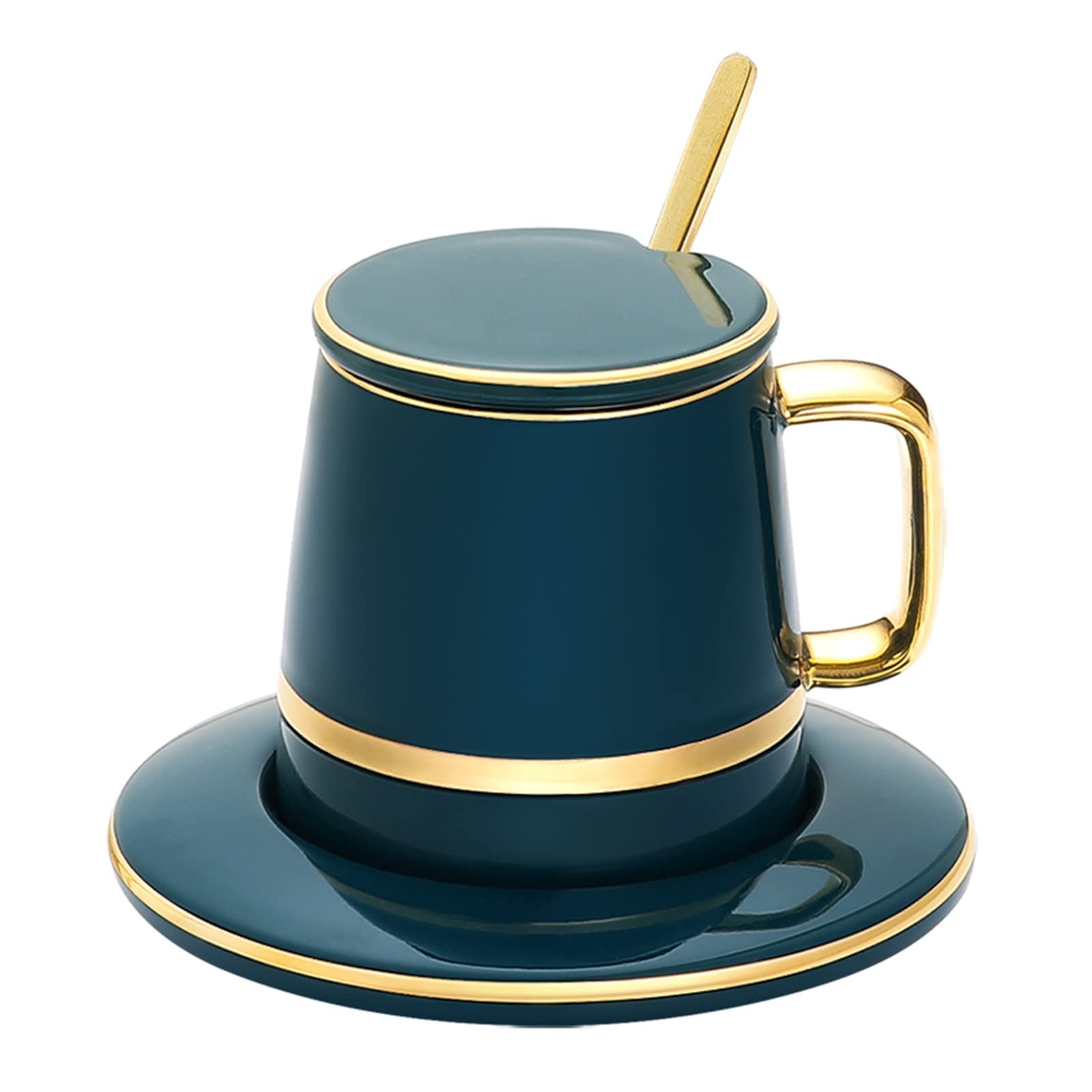 Set Tazzine caffè,Tazzine Caffe con Piattino Tazza di caffè Creativa con Cucchiaio Dessert Osso Alta Tazze di tè Set Coppia Regalo Tazza di Ceramica(Set 2)