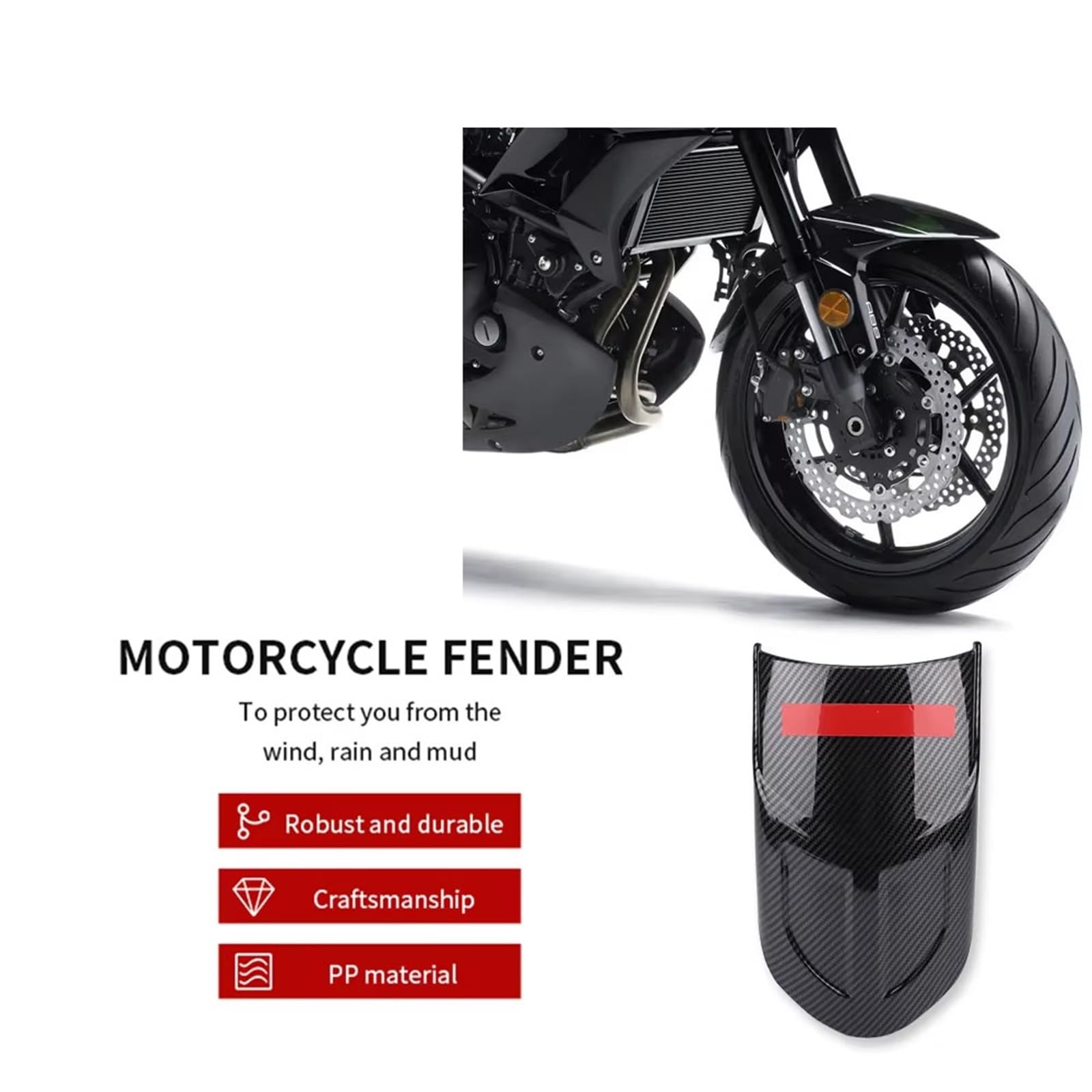 Per Kawasaki Per VERSYS 650 2010-2024 Per Versys1000 2012-2023 Moto Parafango Anteriore Splash Guard Copertura In Fibra Di Carbonio ABS