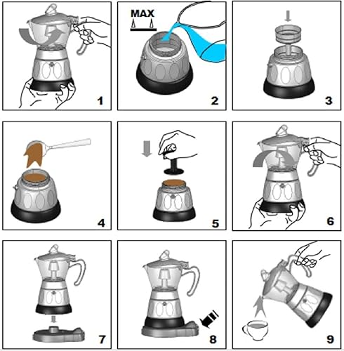 Miniatura 3 de Uniware - Cafetera eléctrica profesional de 6 tazas para café expresomoka verde