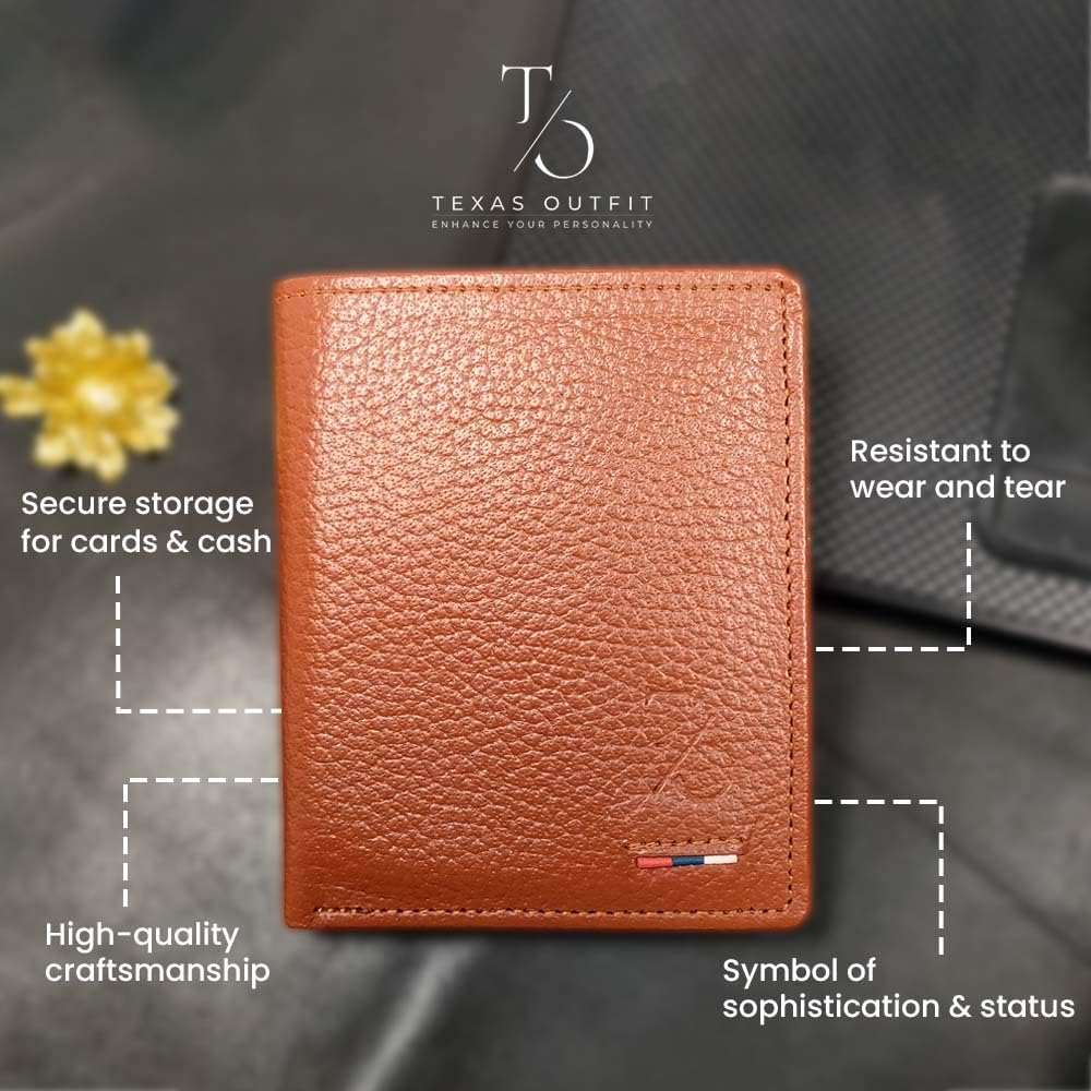 Leather Bifold Wallet For Men Top Grain Slim Wallets With Coin Pocket (Mustard) - Image 4