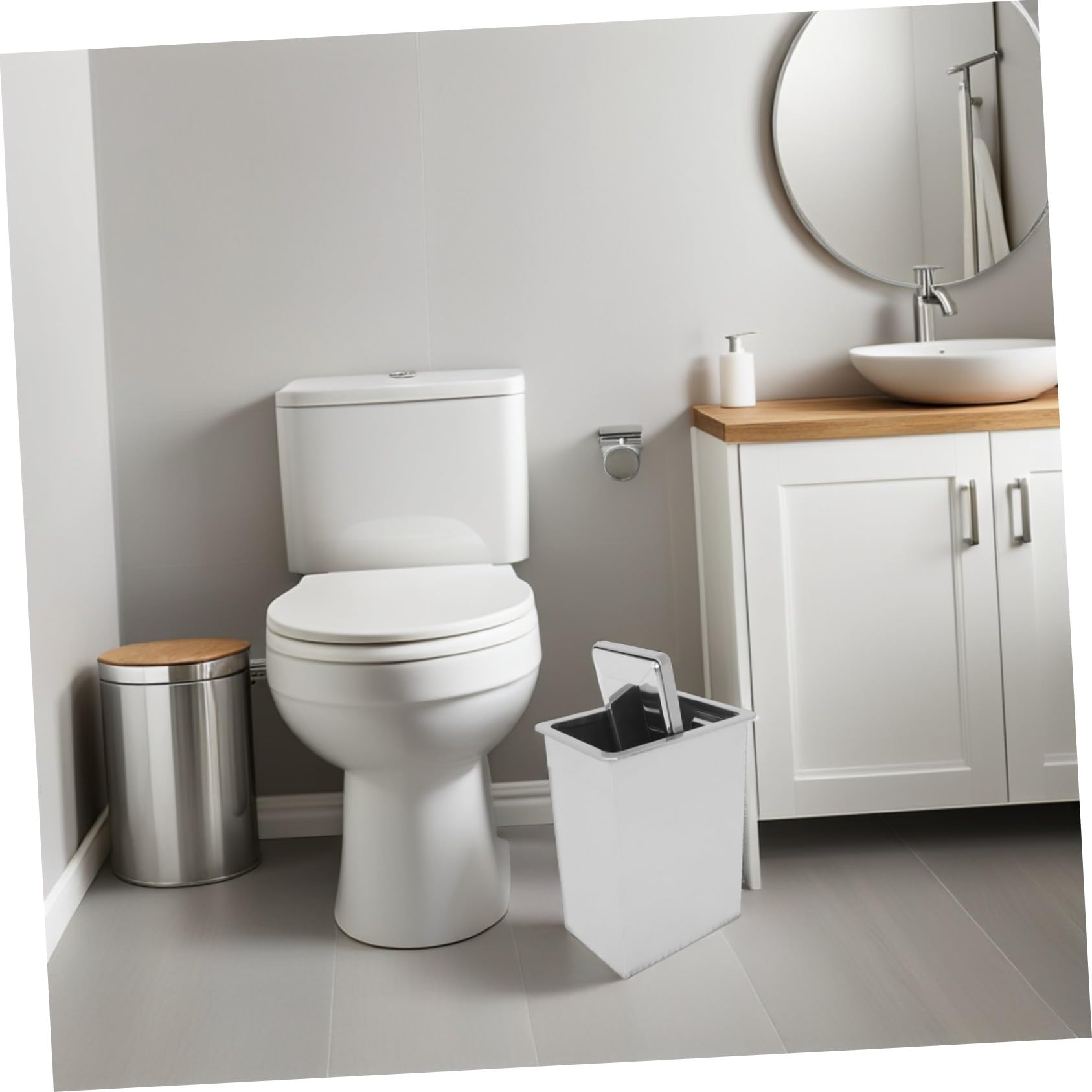 Cabilock Cubos Basura Acero Inoxidable Empotrados con Tapa Abatible para Encimera Cocina Oficina Restaurante Diseño Compacto Resistente Corrosión Limpieza Sencilla