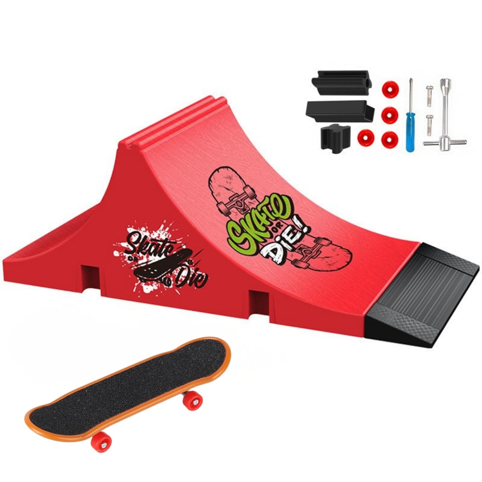 Set di Fingerboard e Rampa, Mini Skateboard da Dita con Rampa e Accessori, Fai da te Tech Deck Fingerboard Park Kit Regalo per Bambini (E)