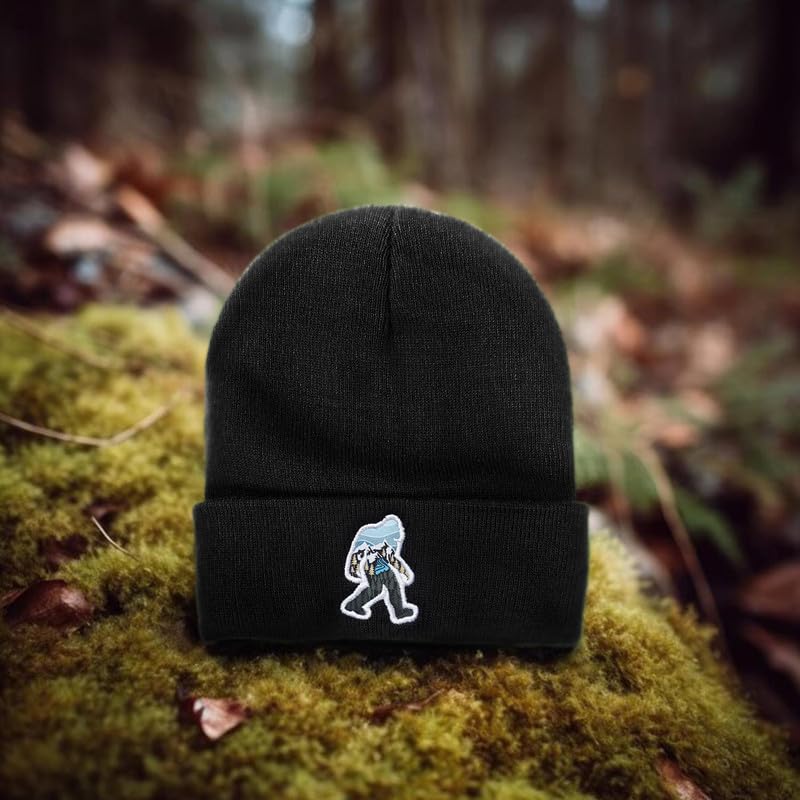 Image of Bigfoot Beanie for Men - Sasquatch Hat Winter Knit Cuffed Beanie for Women - Bigfoot Gifts for Christmas & New Year