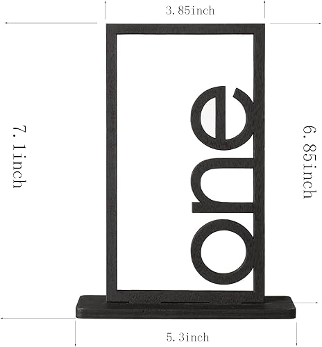 Miniatura 2 de Números de mesa de boda de madera negra, números de mesa huecos de estilo letra pura con base de soporte para recepción de bodas, eventos, fiestas