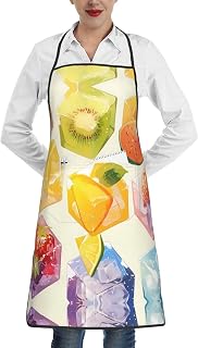Printed Kitchen Apron with Fruit Chunks, Waterproof and Oil Resistant, Chef BBQ Painting