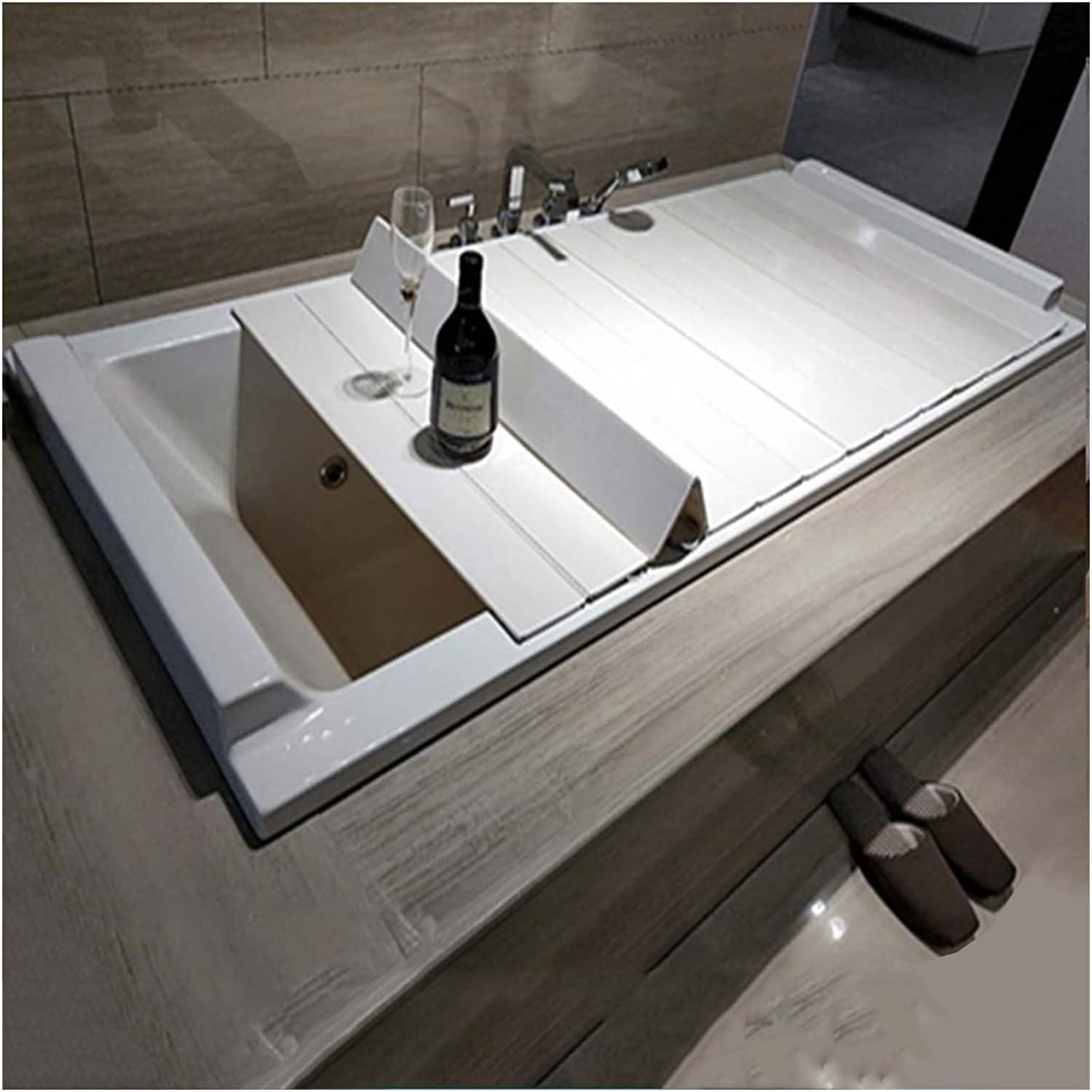 Bathtub Cover, Dustproof Board, Bathtub Insulation Cover, Blinds, Folding Storage Rack, Thickened to Hold Toiletries (Size : 175X80X0.6cm)