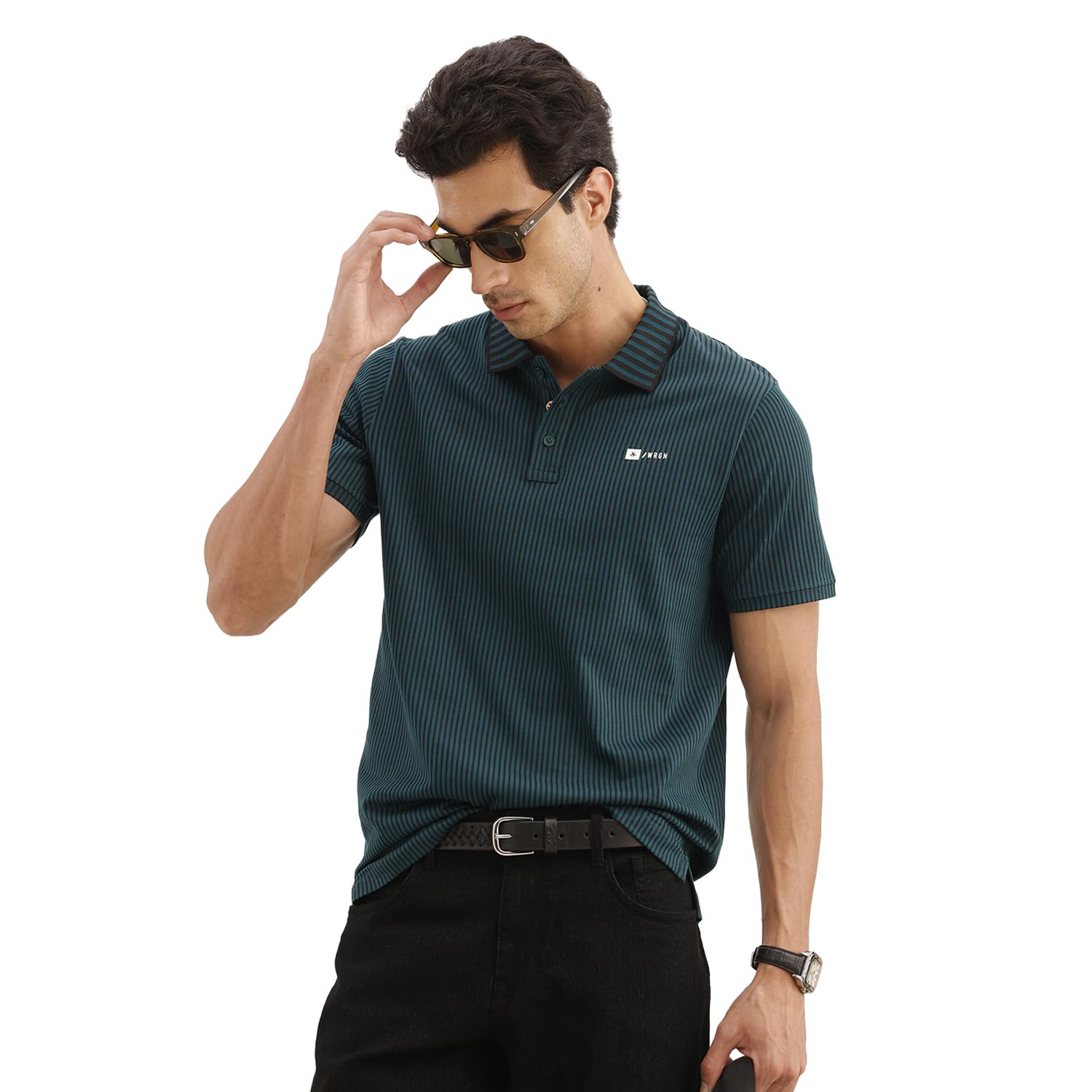 wrogn Men's 100% Cotton Polo T-Shirt | All-Over Print | Slim Fit-picture-14