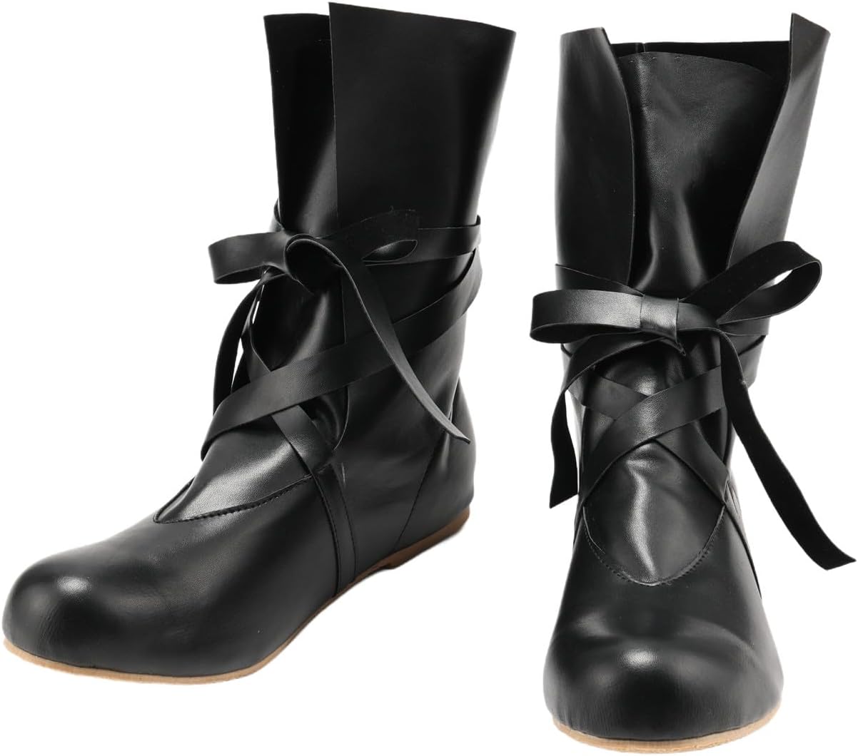 Helltaker メンズ ルネッサンス 中世 コスプレ ブーツ レースアップ ヴィンテージ ステージ 海賊 バイキング タイドシュ