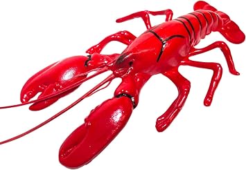 Zugar Land Realistic Shiny Red Lobster with Black Stripes 11" Big Fake Artificial Model Plastic Ocean Prop for Beach, Luau, or Seafood Party Decorations 1
