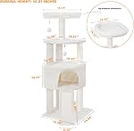 HUITREE 45in Tour de l'arbre de chat avec grand condo pour les chats intérieurs, tour de la cuve avec poste de scratching, planche d'échafaudage et jouets de chat, multi-niveau,petit Space,Béige