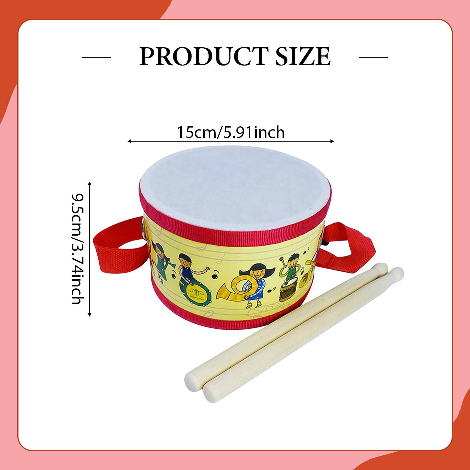 CoudarTitie Drum Set with Adjustable Strap, Musical Instrument, Gift Idea, Toy Drum Set, Hand Drum for Boys and Girls to Learn to Play, Cartoon — view 3