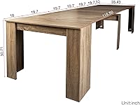 Vista 2 de SSLine Mesa de comedor rectangular extensible de 35 a 118 pulgadas, mesa de reuniones de conferencias súper larga para 6, 8, 12 personas, mesas