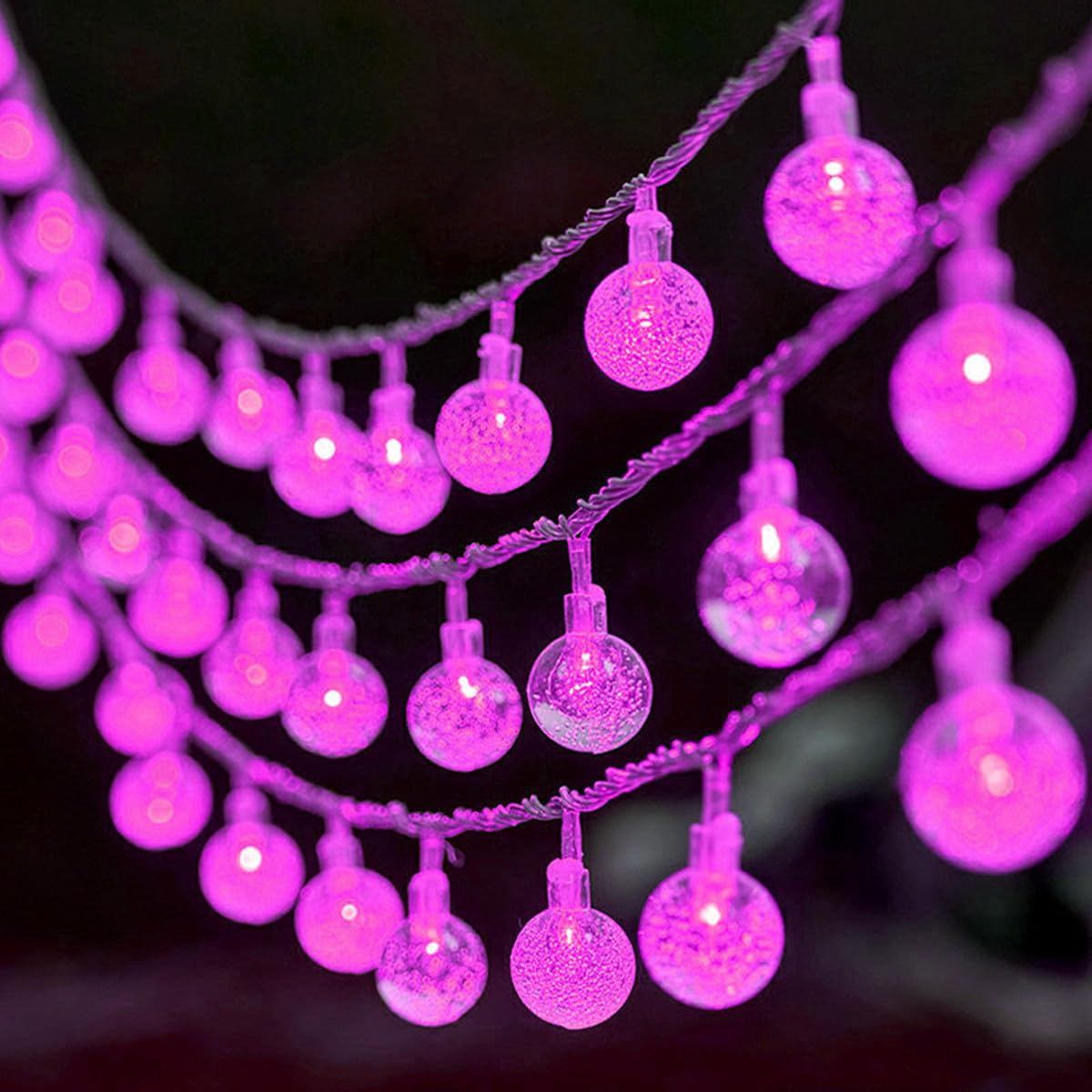 QQY LED Globe String Lights, Fairy Lights USB Powered Christmas Light for Home Party Patio Garden Wedding (3M 20LED, Pink)