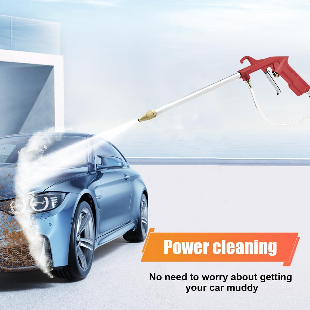 Air Engine Cleaning Spray Gun with 4Ft Hose- High Pressure Pneumatic Cleaning Sprayer Auto Water Cleaner Nozzle Hose Wash Spray Tool- Air Blow Gun Car Engine Dust Cleaner Tools (Straight Head)