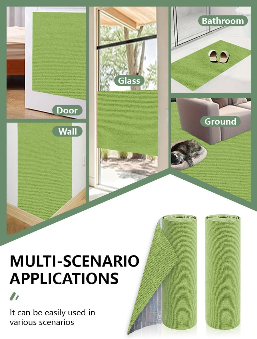 Cat Scratch Couch Furniture Protector, Adhesive Cat Scratch Pad Deterrent for Furniture, DIY Climbing Cat Scratcher Couch Protector from Cat Claws Scratching for Indoor (Green, 78.7x15.8Inch)