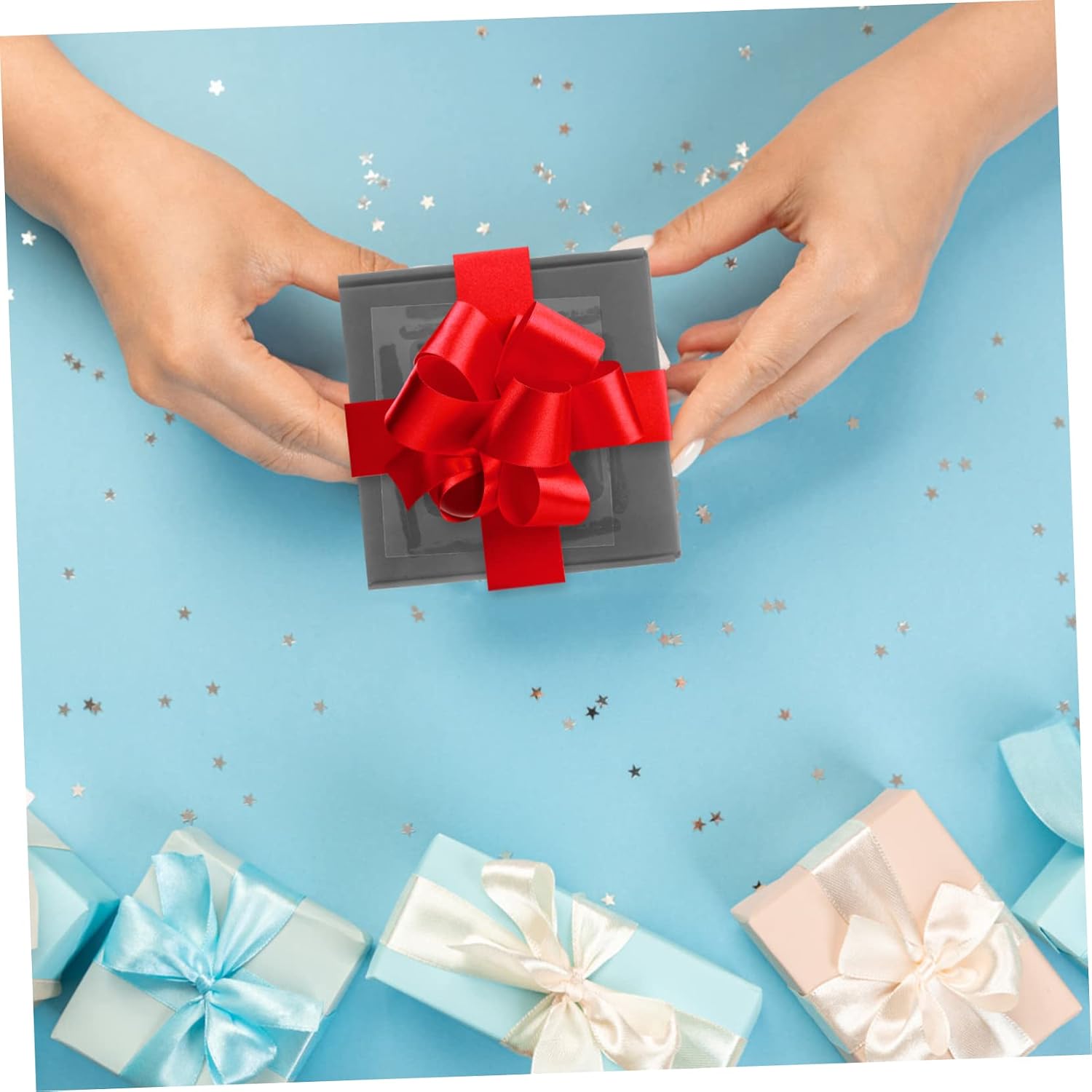 JEWEDECO 20pcs Square Paper Gift Boxes with Window Black