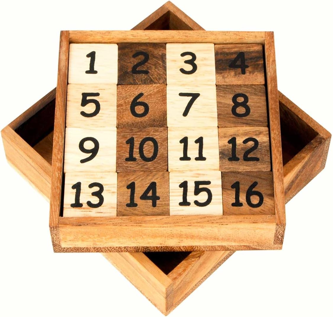 Logica Puzzles Art. 15+16 Puzzle - 2 Puzzles in 1 - Number Challenge - Math puzzle - Slide Fifteen - Euclide Collection