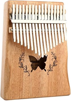 Kalimba Thumb Piano - 17-Key Musical Instrument Mahogany Material Easy to Learn Thumb Piano for all Log Color Butterfly