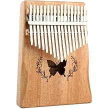 Kalimba Thumb Piano - 17-Key Musical Instrument Mahogany Material Easy to Learn Thumb Piano for all Log Color Butterfly