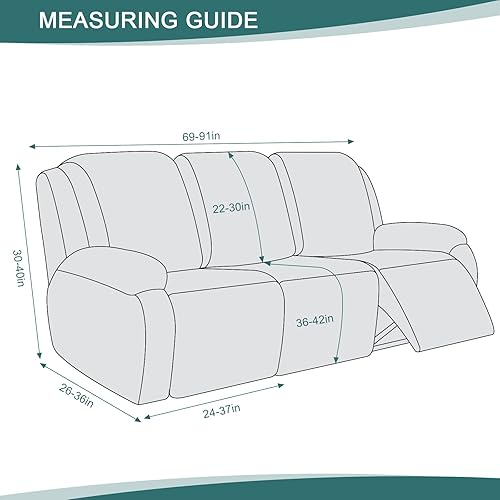 Miniatura 2 de Ruaozz Fundas de sofá reclinable de 3 plazas + funda reclinable de sofá biplaza con consola, color chocolate