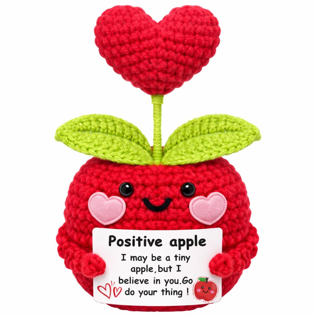 Mini Apple Teacher Appreciation Back to School First Day Of School Gifts | Birthday Gifts for Women Teen Girls Daughter Son Her Friends Sister Aunt Grandma Wife Boss Coworkers, Funny Crochet Apple