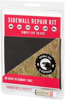 GlueTread Sidewall Repair Kit - Patch Sidewall of Your Tire - Kit Includes (1) 4"x4.5"x3/16 Patch, (4) Pieces of Sandpaper, Adhesive & Instructions