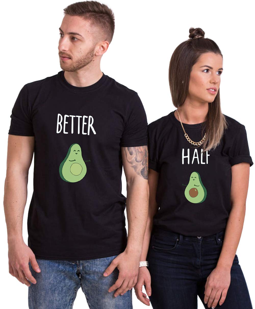 MicaxiliCouple Shirt for Him&Her White Funny Couple T-Shirt Better&Half Summer 1 Piece