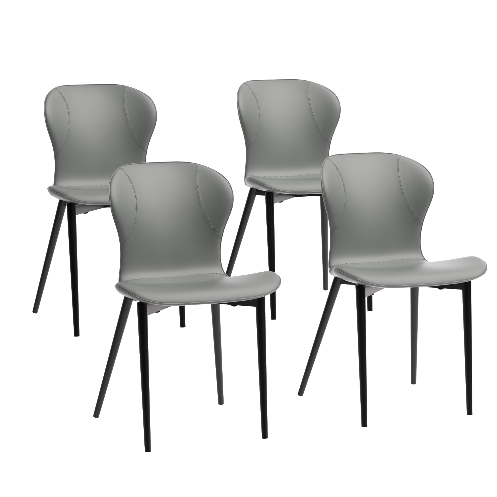 VFF Dining Chairs Set of 4, Modern Kitchen Dining Room Chairs with Sturdy Metal Legs and PU Leather Cushion, Dining Side Chairs for Home Kitchen Living Room, Gray
