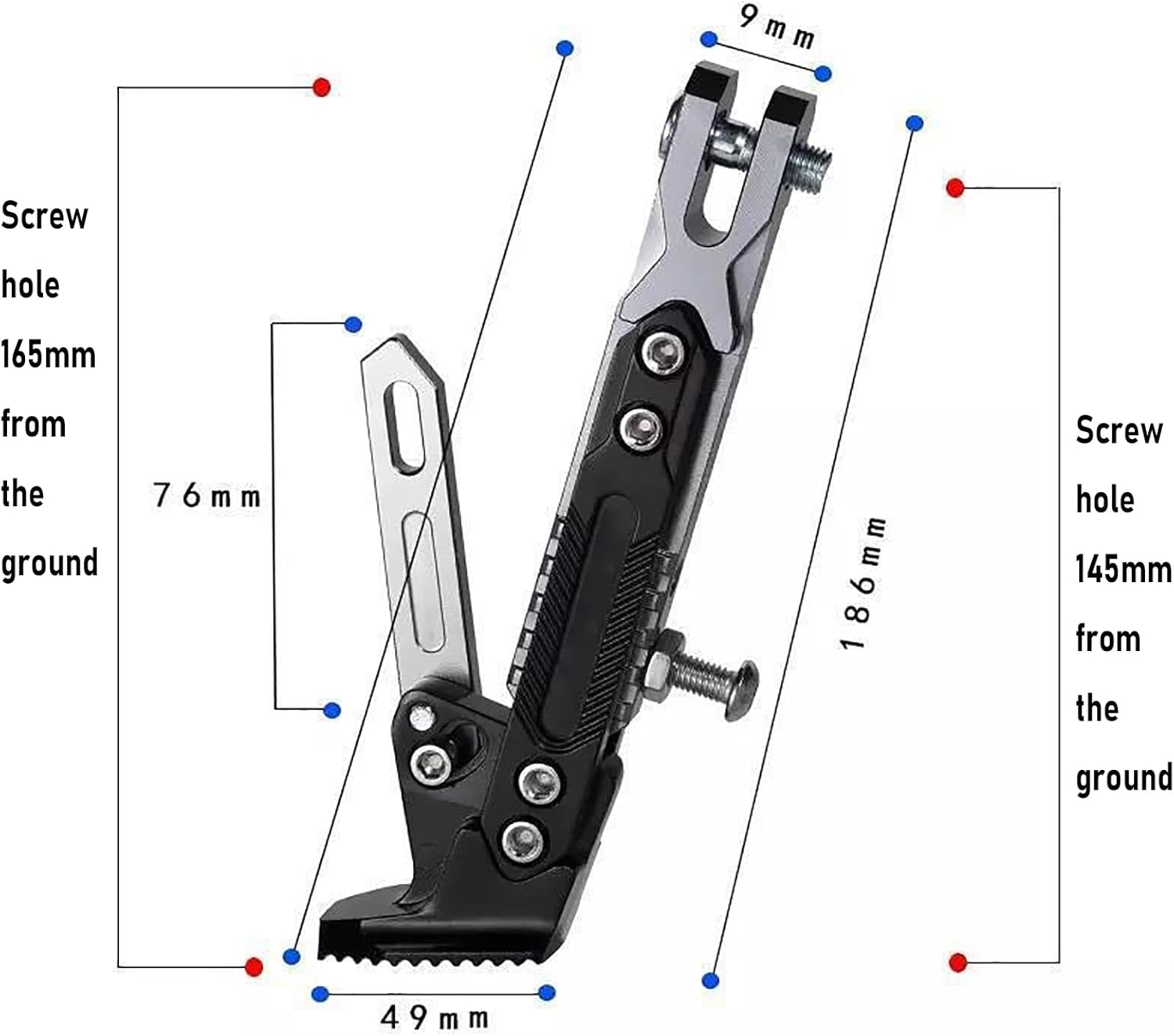 Motorcycle Kickstand for Benelli TRK251, Adjustable Foot Side Support Parking Kickstand, Motorbike Modified Parking Foot Side Tripod Support Stand,C Blue