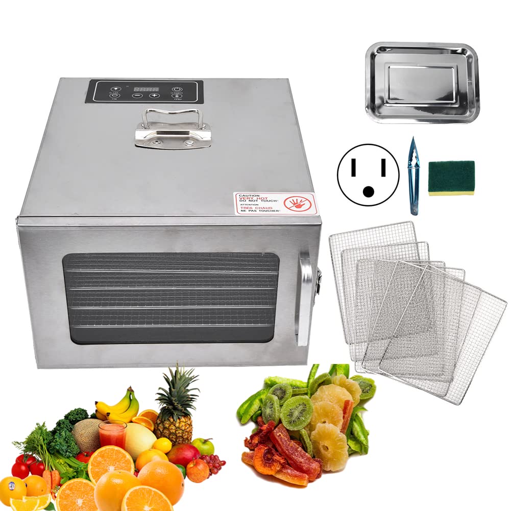 Máquina secadora deshidratadora de alimentos, 6 capas de temperatura ajustable, secador de frutas de carne seca, para verduras, cecina, especias, hierbas, flores