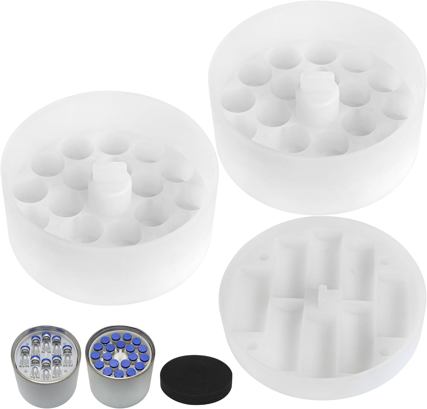 Silicone 3ml Peptide Case for Fridge Fits Hydrapeak Food Jar, Translucent | peptide case Insert Holds 48 Vials for fridge and freezer and Travel, vial storage Fits Hydrapeak food jars 18oz 25oz 32oz.