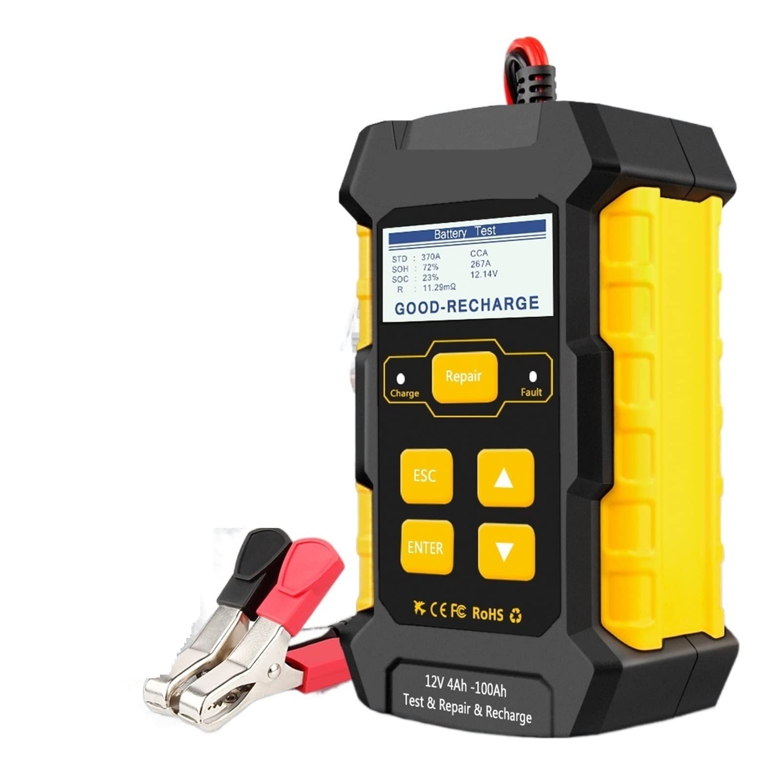 Tester baterii, 510 w pełni automatyczny Tester akumulatora samochodowego 12V naprawa impulsów 5A ładowarki do akumulatorów Wet Dry Gel ołowiowo-kwasowe narzędzie do naprawy samochodu