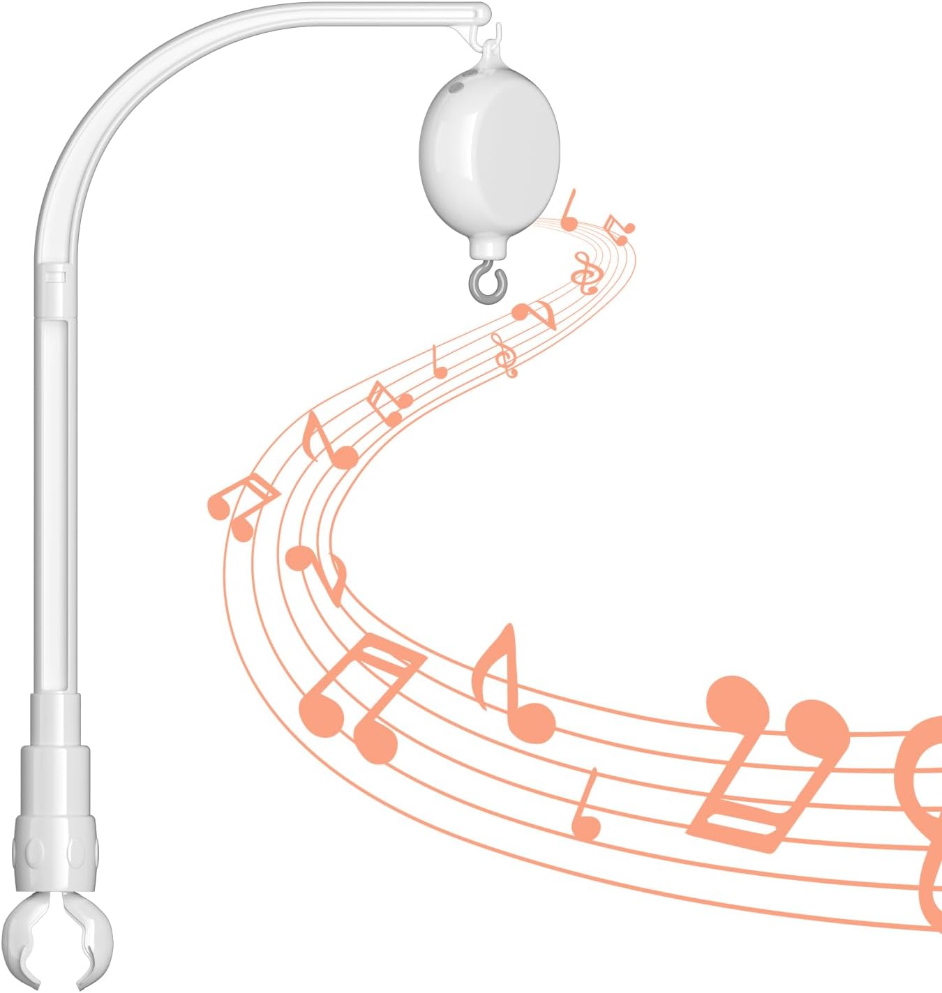 FEISIKE Baby Crib Mobile Arm with Music Box Spin Motor,23 Inch,Volume Control,3 Modes(Turn & Music,Turn Only, Music Only),Nursery Decor Hanger,Holder for DIY Clamp Mobile,35 Lullabies,30 Min Auto-Off