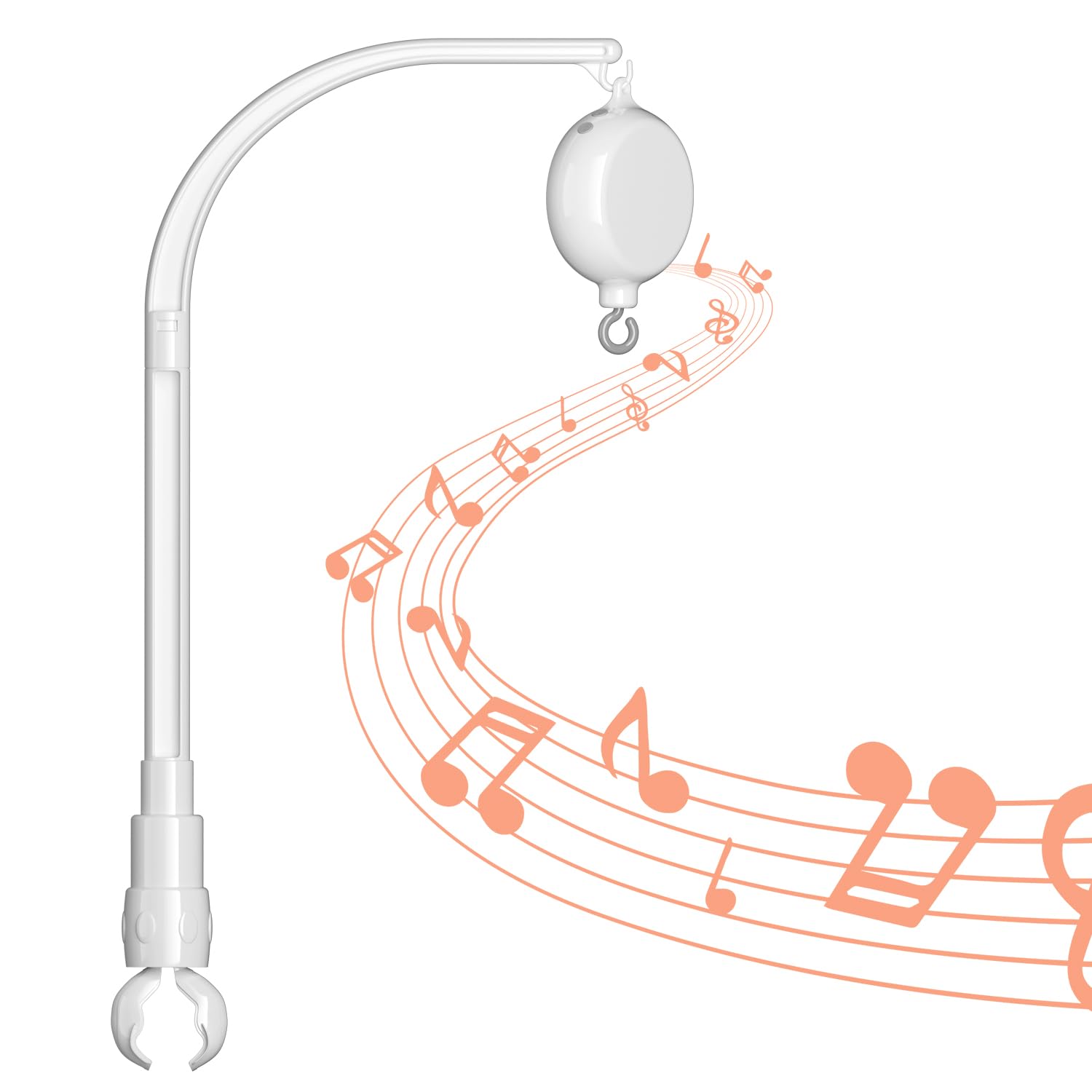 FEISIKE Baby Crib Mobile Arm with Music Box Spin Motor,23 Inch,Volume Control,3 Modes(Turn &amp; Music,Turn Only, Music Only),Nursery Decor Hanger,Holder for DIY Clamp Mobile,35 Lullabies,30 Min Auto-