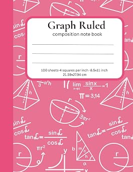 Graph Paper Composition Notebook 4 Squares Per Inch Graph Ruled Notebook, 8.5 x 11 Inches Quad Ruled Grid Paper Notebook for Math, Notes, Graphing, Drawing, School and Office Use