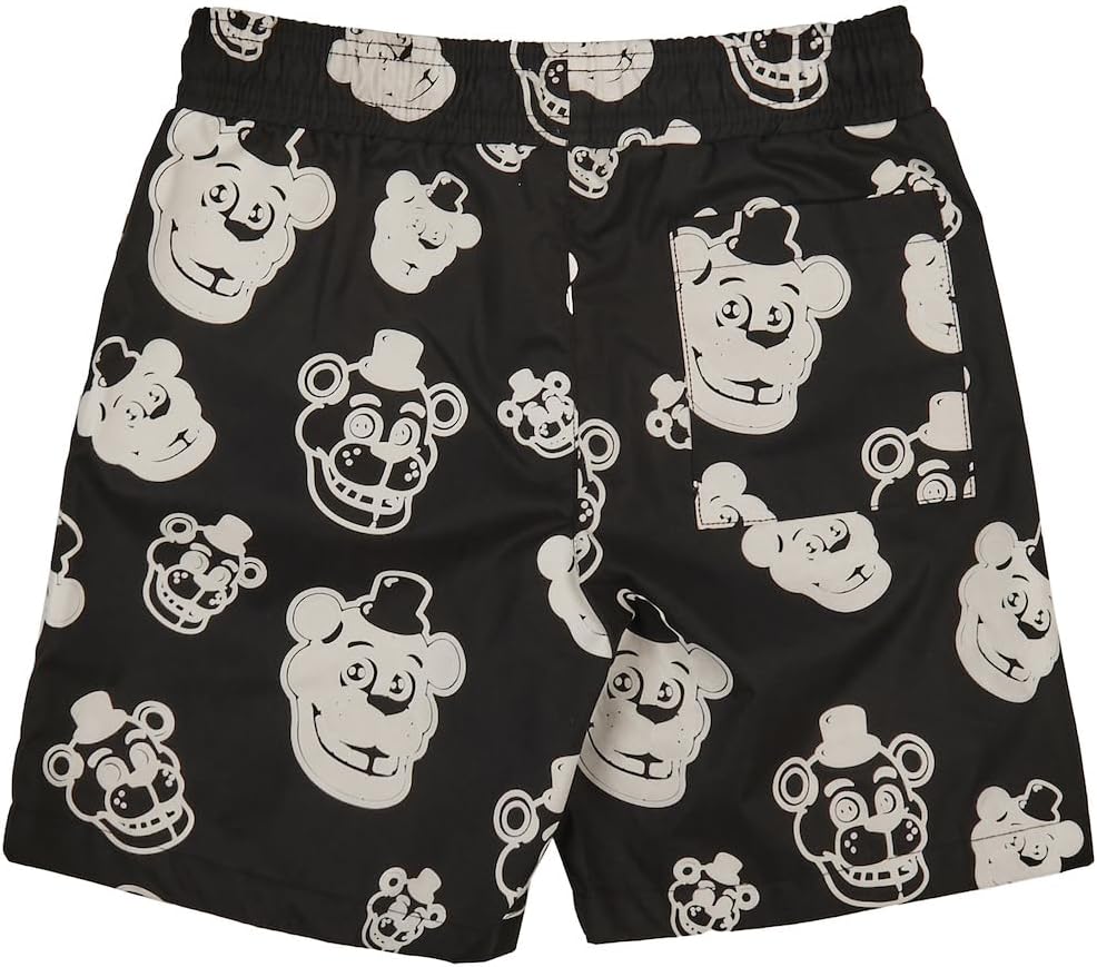 Five Nights At Freddy's Color-Changing Freddy Character Heads Boy's Black Boardshorts
