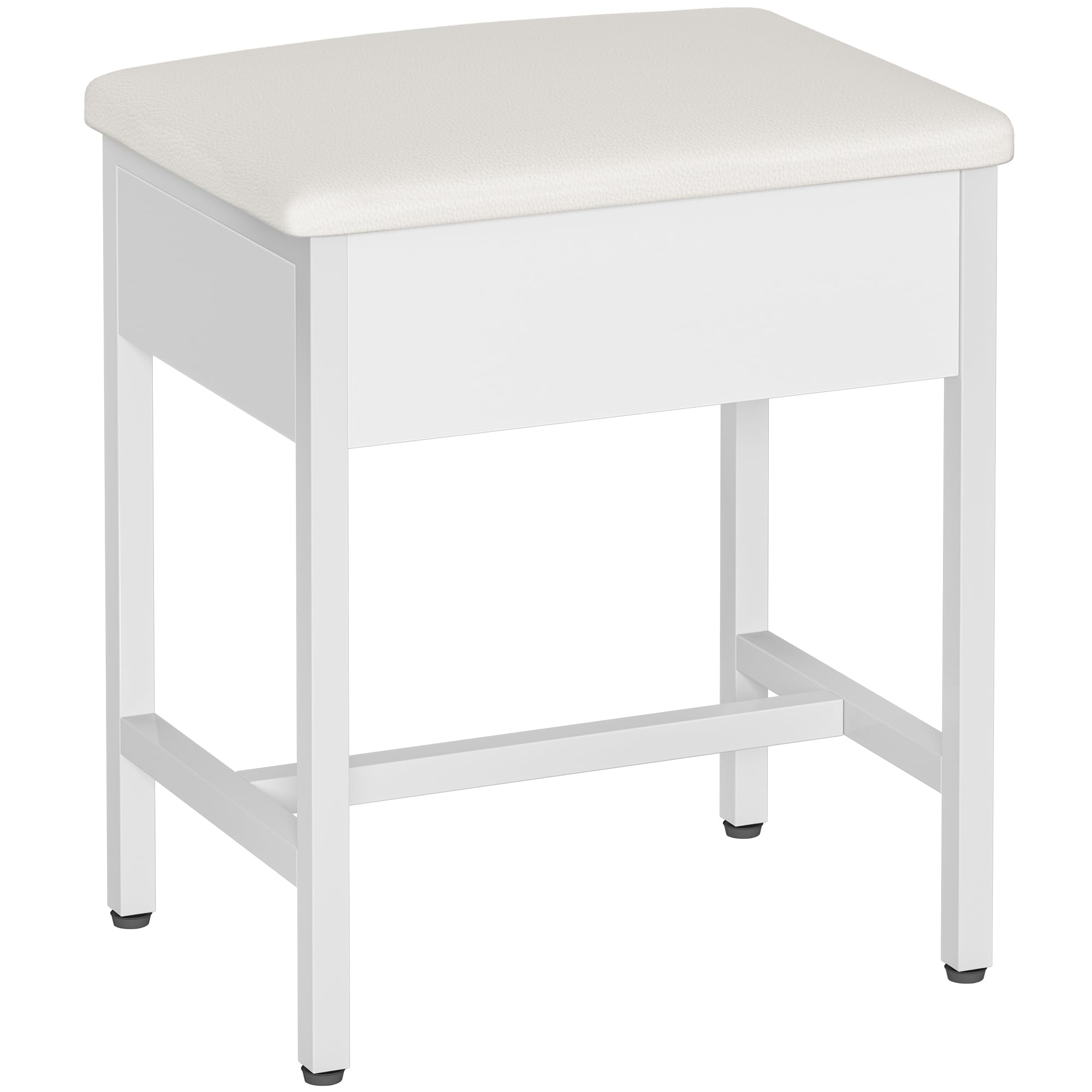Hzuaneri Dressing Table Stool, Vanity Stool with Steel Legs, Soft Padded Dressing Table Chair with Non-Slip Foot Pads for Makeup Room, Bedroom, Entryway, White UKVS32503X