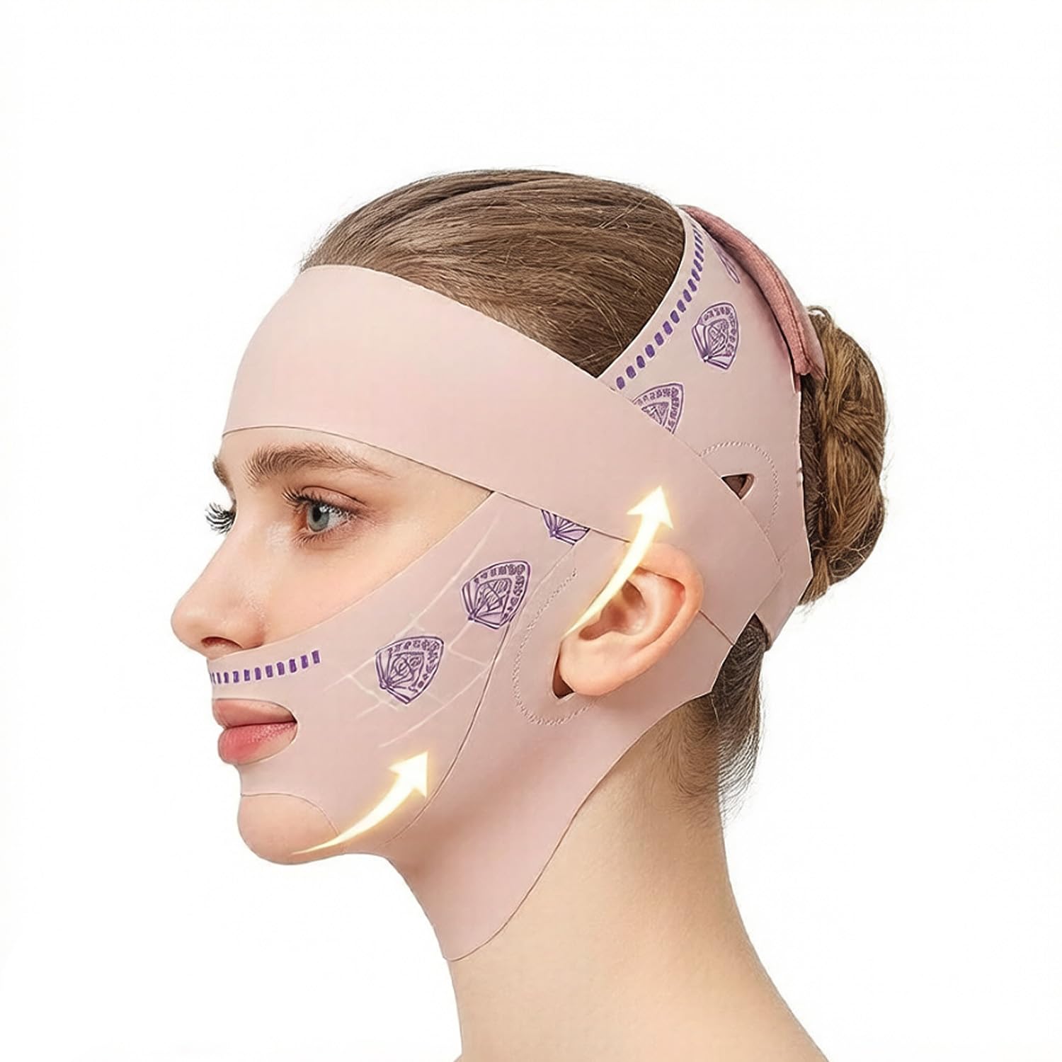 2 Pack Face Lift Mask for Women V Line Chin Support Strap Jawline Shaping Belt Breathable Face Slimming Band for Chin Neck Firm Fit Beauty Care Tool Pink Reusable Comfortable Design-image-44