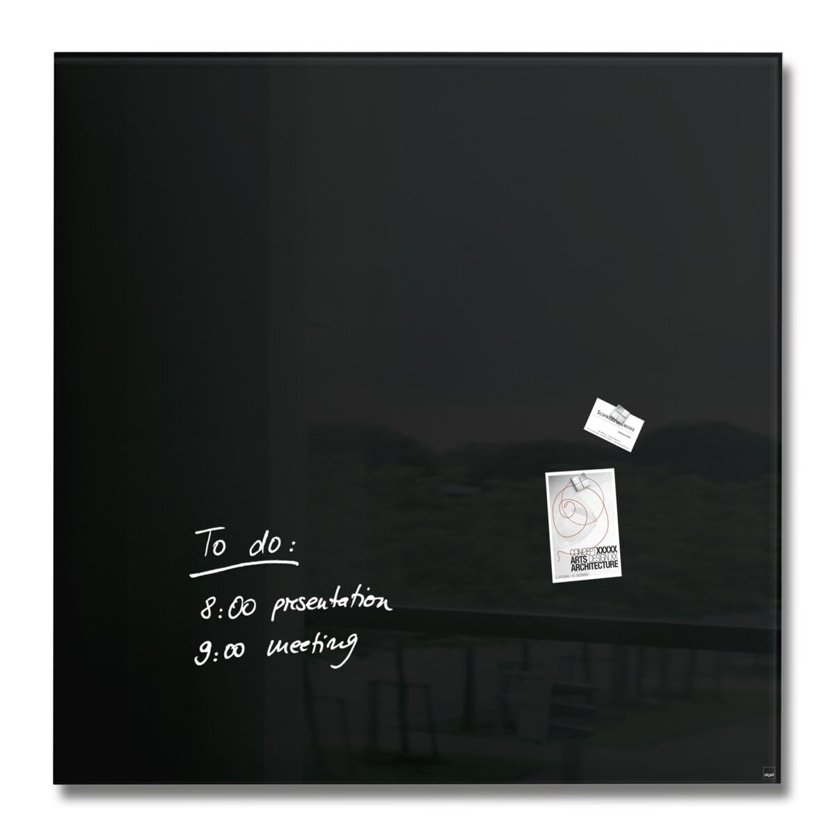 SIGEL GL200 Glass whiteboard Artverum - polished - black - 100 x 100 x