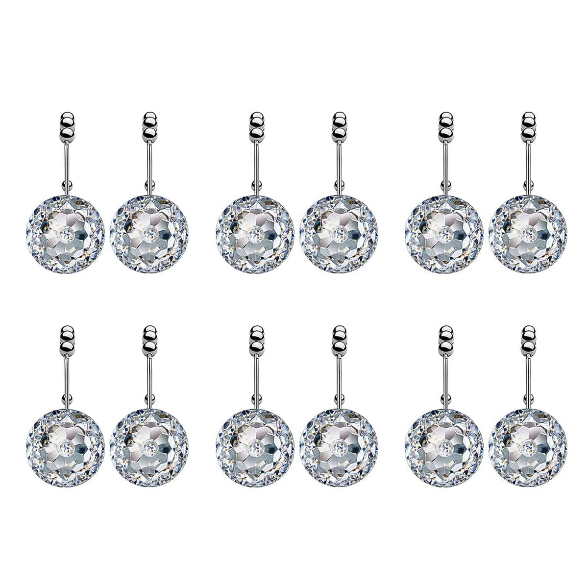 POFET 12 Pcs Shower Curtain Hooks Acrylic Diamond Crystal with Glide Balls Rust-Resistant Smooth Shower Hooks Rings