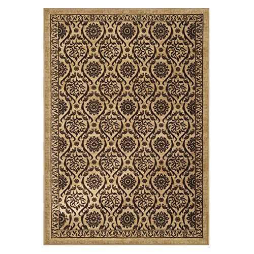 Antep Rugs Alfombras Non-Skid (Non-Slip) 6x9 Rubber Backing Floral Geometric Low Profile Pile Indoor Area Rugs (Brown, 6'7" x 9') by Antep Rugs - Used condition - Image 3