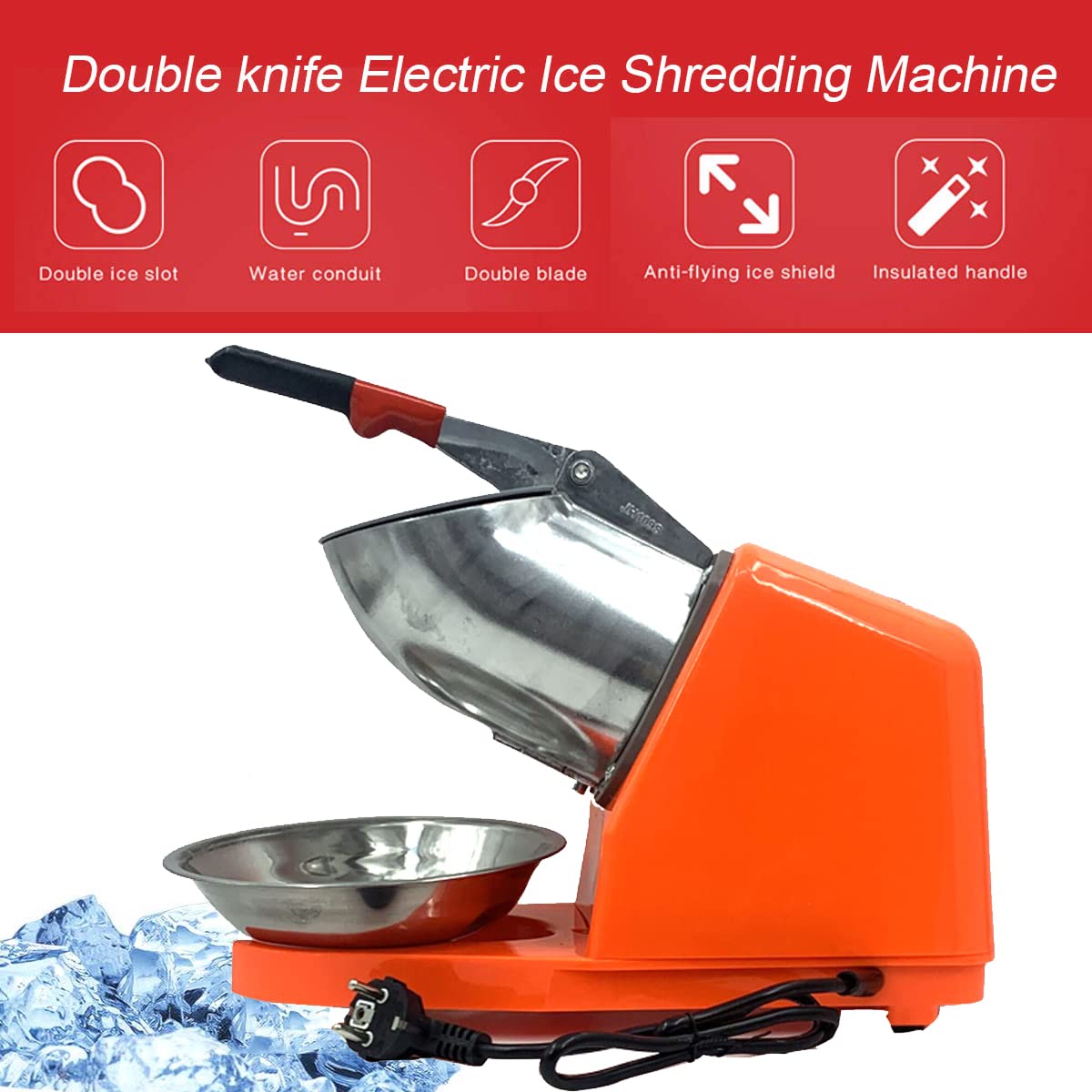 Tritaghiaccio Ristorante Tritaghiaccio Elettrico 300W Professionale - Doppia Lama Per Bar E Casa Tritaghiaccio Professionale