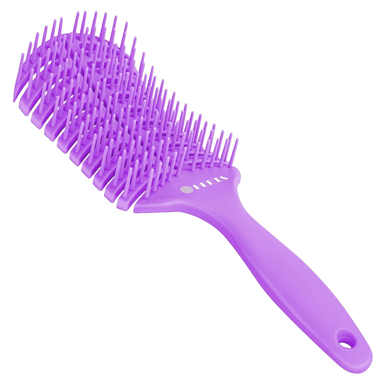 HEETA Curved Vented Styling Hair Brush for Dry Wet Hair, Fast Blow Drying Brush for Women, Men, and Kids Long Thick Thin Curly Tangled Hair, Detangling brush Makes Hair Smooth reduces Frizzy (Purple)