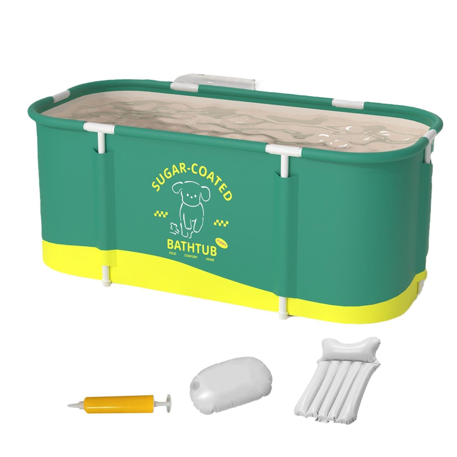 Portátil adulto de gran capacidad reforzada | 115 x 60 x 50 cm agua caliente fría para jardín terraza casa camping al aire libre baño lavado