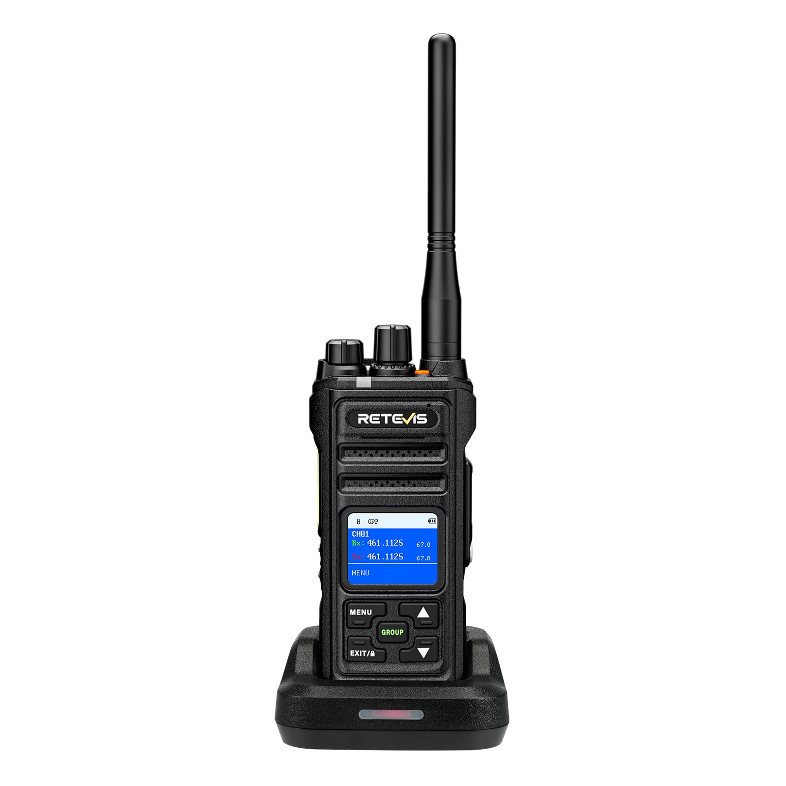 Retevis NR630S Walkie Talkie Lunga Distanza, Ricetrasmittenti Impermeabili IP67, Riduzione del Rumore AI da 2800 mAh, Chiamata di Gruppo LCD, Walkie Talkie Professionali per Logistica (Nero, 1 Pezzi)
