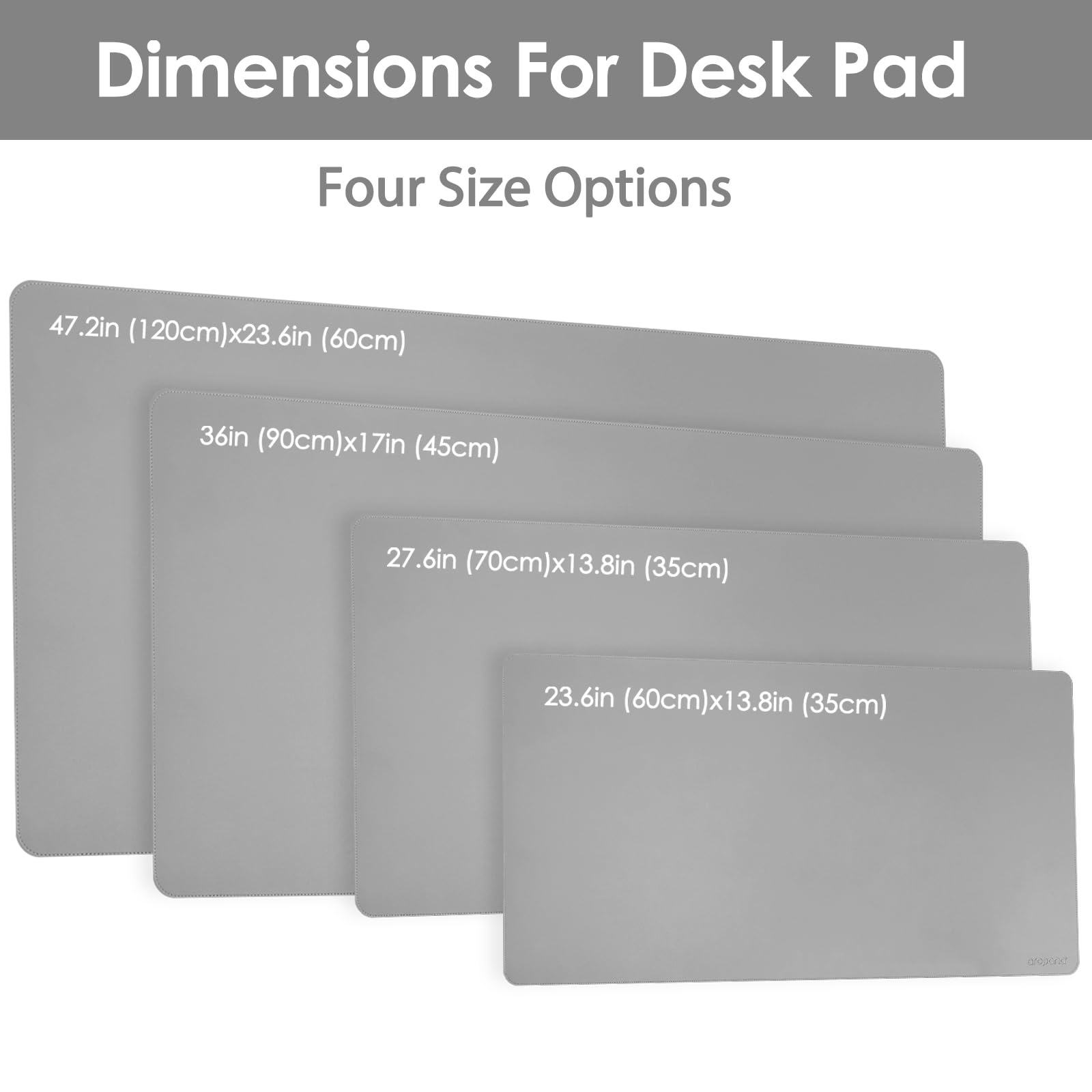 AROPANA Anti-Slip Extended Mouse Pad 120x60cm | PU Vegan Leather Desk Mat | Large Computer Desk Protector Pad with Suede Base for Keyboard, Laptop, Office & Home (Grey) — Amazon image 3
