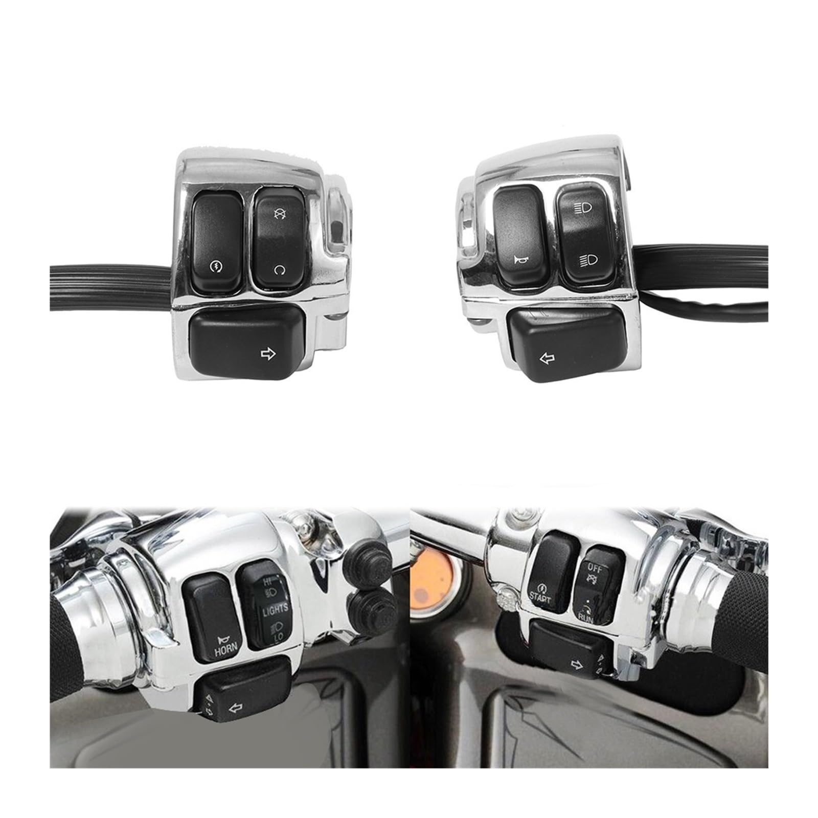 Motocykl Kierownica Przełącznik Pasuje do Harley Softail 1996-2012 Dyna Sportster XL 883 motocykl 1 "25mm kierownica przełącza sterowanie(Black)