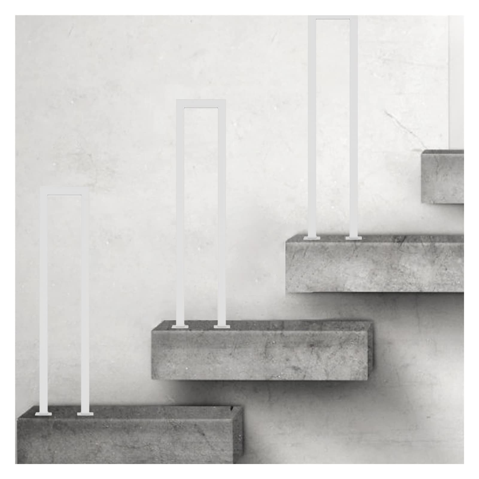 Meiiron U-Shaped Staircase Handrails, White, 65-100cm Non-Slip Iron Safety Porch Deck Hand Rail for Indoor or Outdoor Stair, Loft, Corridor, Garden (Size : 85cm(33.4"))