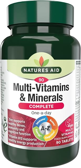 Natures Aid Multivitamins and Minerals, 90 Count (Pack of 1), (Packing may vary)